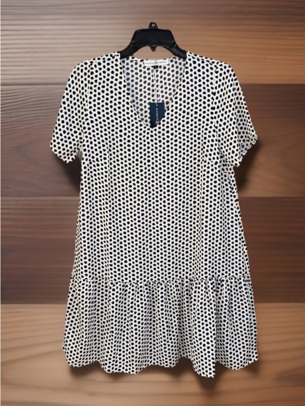 NWT Michelle McDowell Women’s “Speckled w/Love” Farah Dress-Navy on Cream-S